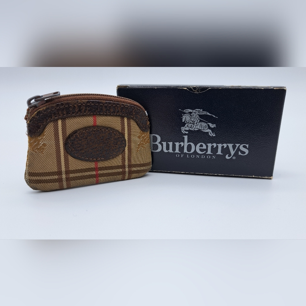 Burberrys Vintage Plaid Coin Purse With Original Box